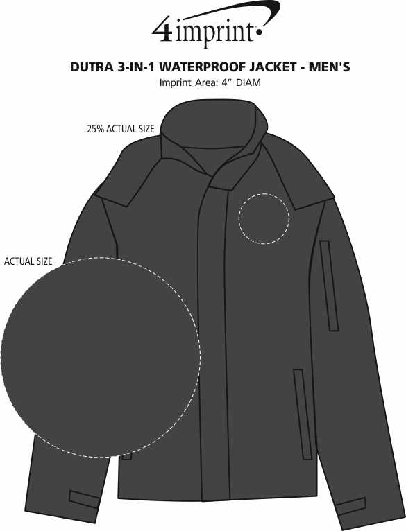 Imprint Area of Dutra 3-in-1 Waterproof Jacket - Men's