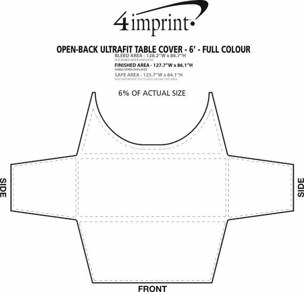 Imprint Area of Hemmed Open-Back UltraFit Table Cover - 6' - Full Color