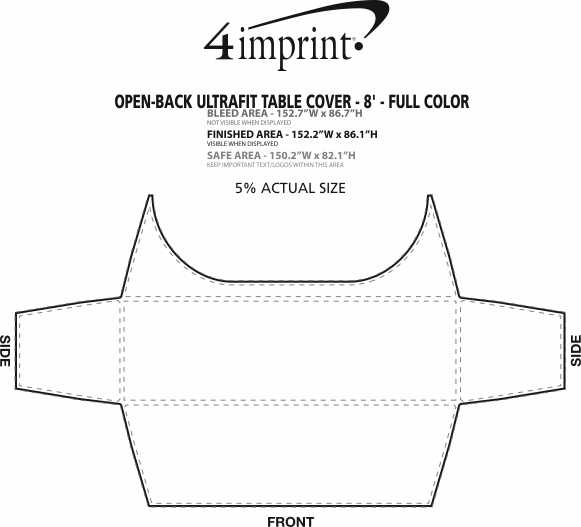 Imprint Area of Hemmed Open-Back UltraFit Table Cover - 8' - Full Color