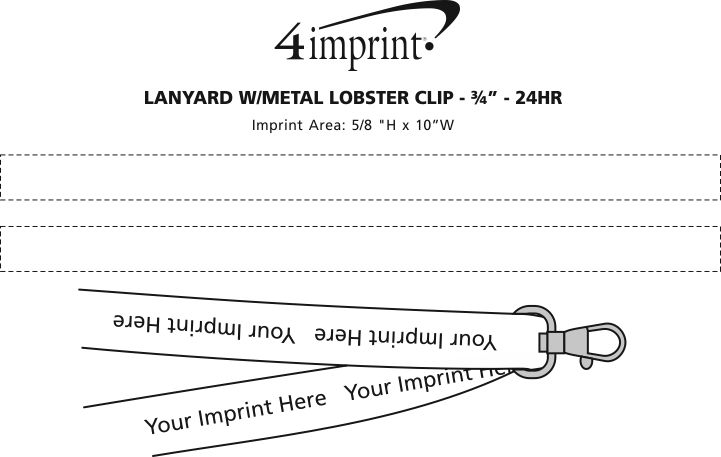 Imprint Area of Lanyard with Metal Lobster Clip - 3/4" - 24 hr