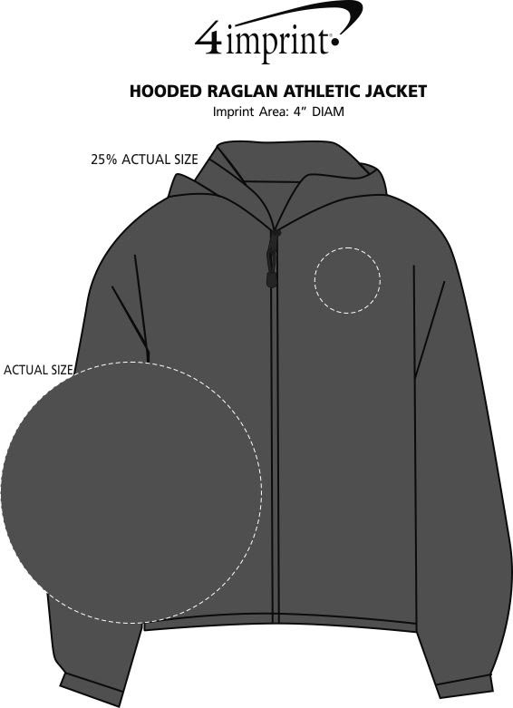 Imprint Area of Hooded Raglan Athletic Jacket