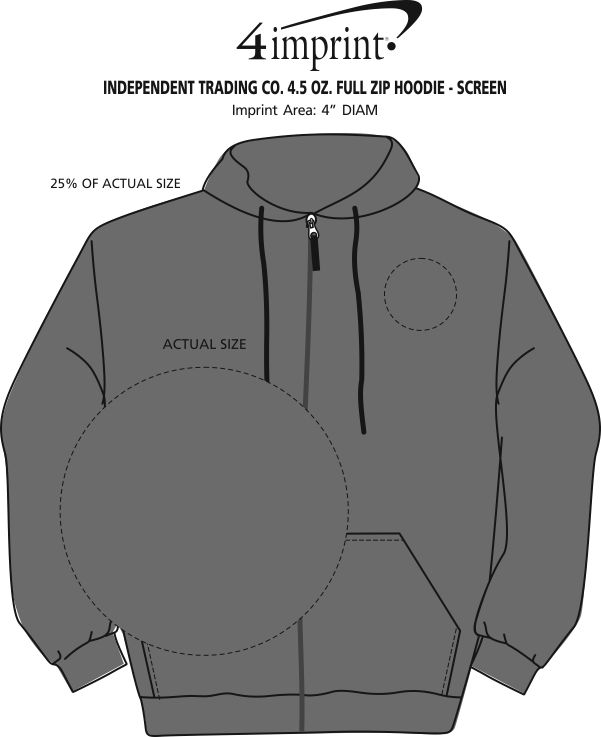 Imprint Area of Independent Trading Co. 4.5 oz. Full-Zip Hoodie - Screen