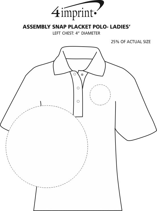 Imprint Area of Assembly Snap Placket Polo - Ladies'