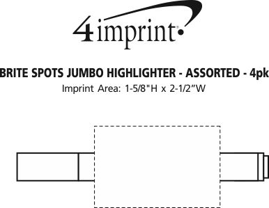 Imprint Area of Brite Spots Jumbo Highlighter - Assorted - 4pk