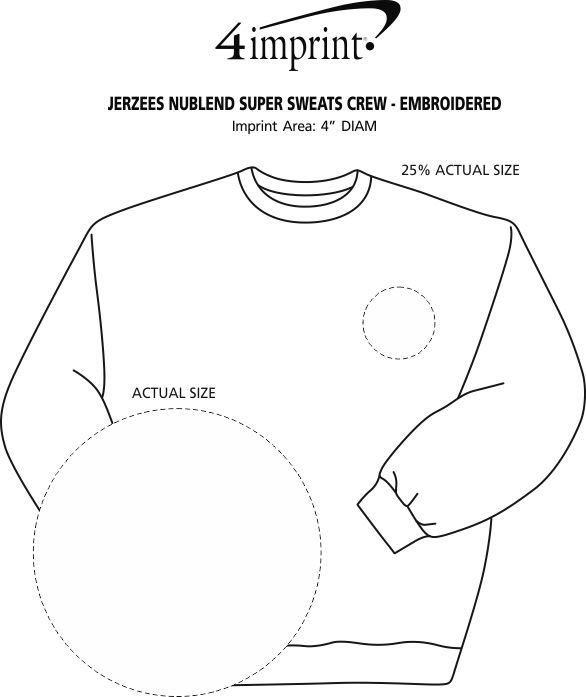 Imprint Area of Jerzees Nublend Super Sweats Crew - Embroidered