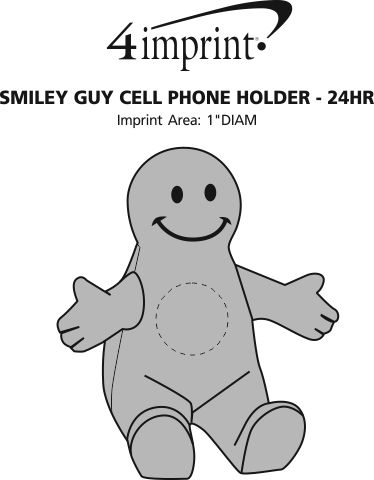 Imprint Area of Smiley Guy Cell Phone Holder - 24 hr