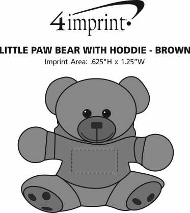 Imprint Area of Little Paw Bear with Hoodie - Brown