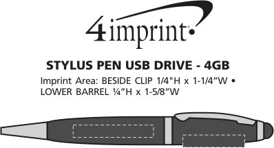 Imprint Area of Stylus Pen USB Drive - 4GB
