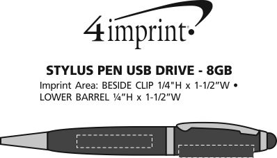 Imprint Area of Stylus Pen USB Drive - 8GB - 3.0