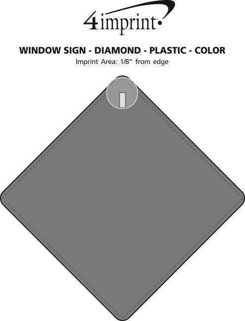 Imprint Area of Window Sign - Diamond - Plastic - Color