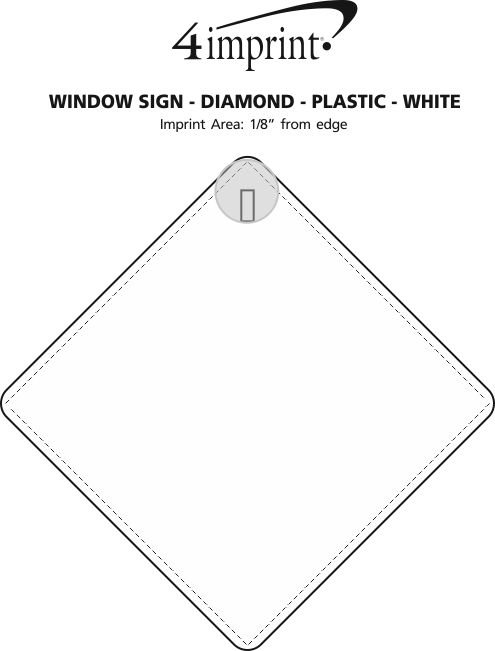 Imprint Area of Window Sign - Diamond - Plastic - White