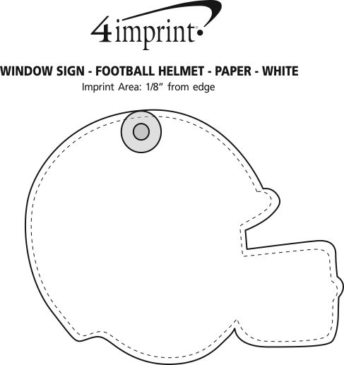 Imprint Area of Window Sign - Football Helmet - Paper - White