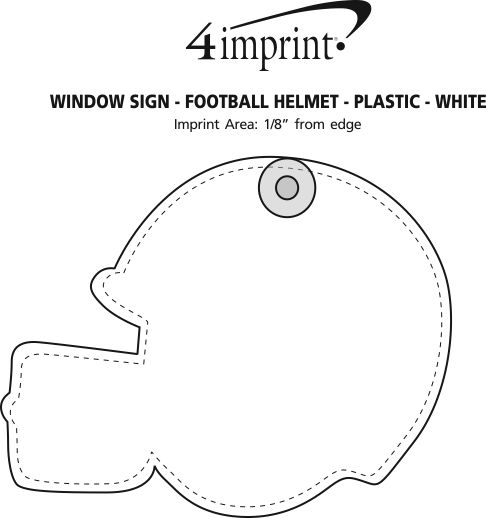 Imprint Area of Window Sign - Football Helmet - Plastic - White