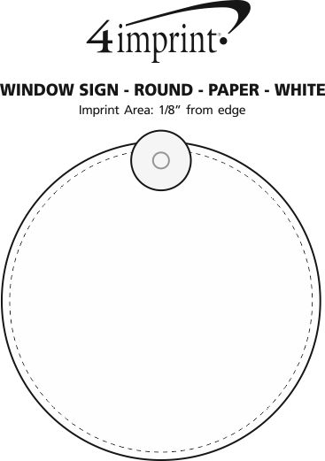 Imprint Area of Window Sign - Round - Paper - White