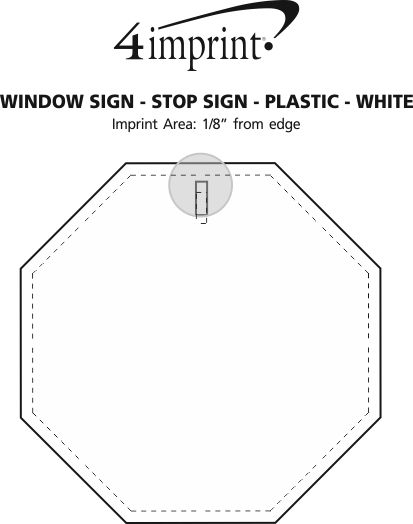 Imprint Area of Window Sign - Stop Sign - Plastic - White