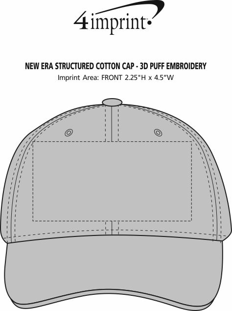 Imprint Area of New Era Structured Cotton Cap - 3D Puff Embroidery
