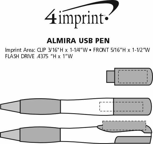 Imprint Area of Almira USB Pen - 2GB