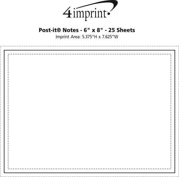 Imprint Area of Post-it® Notes - 6" x 8" - 25 Sheets
