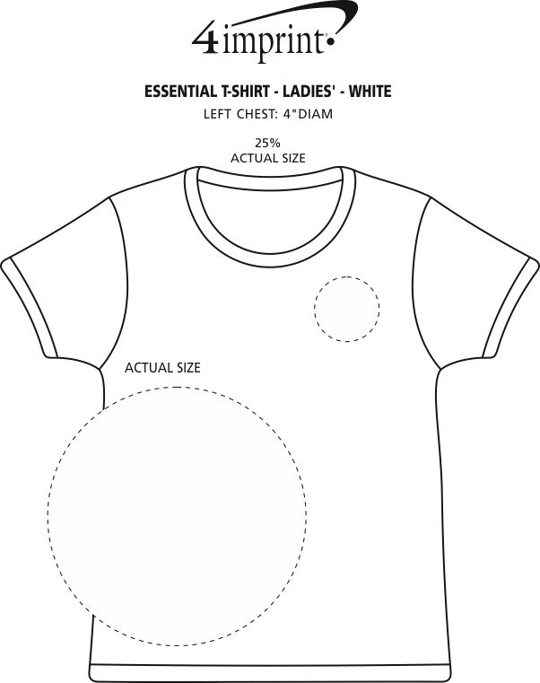 Imprint Area of Soft Spun Cotton T-Shirt - Ladies' - White - Embroidered