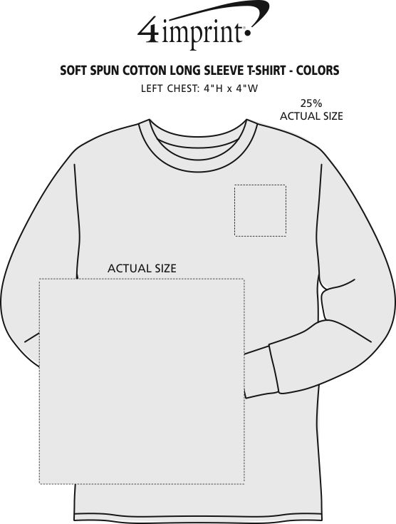 Imprint Area of Soft Spun Cotton Long Sleeve T-Shirt - Colors
