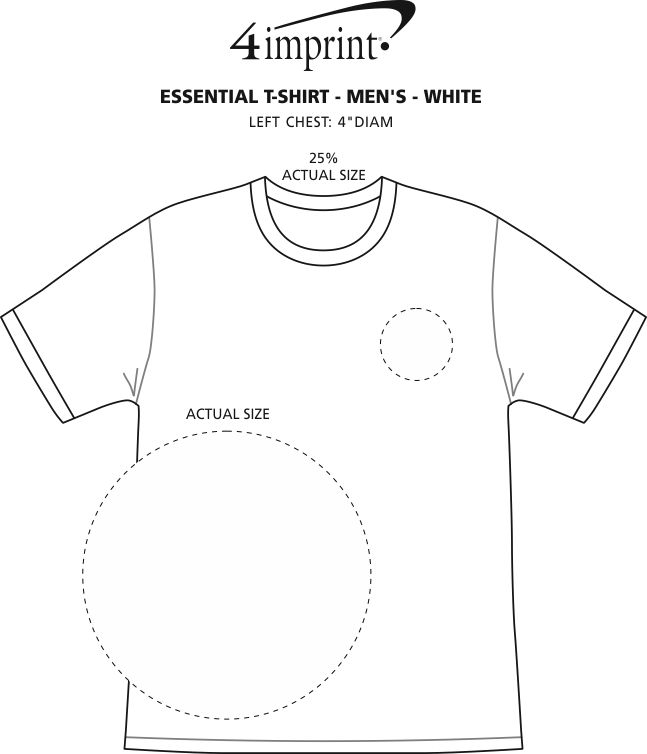Imprint Area of Soft Spun Cotton T-Shirt - Men's - White - Embroidered