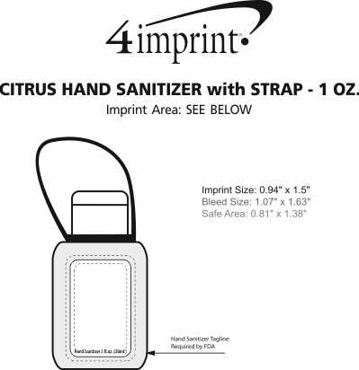 Imprint Area of Citrus Hand Sanitizer with Strap - 1 oz.