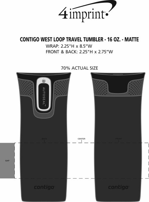 Imprint Area of Contigo West Loop Travel Tumbler - 16 oz. - Matte