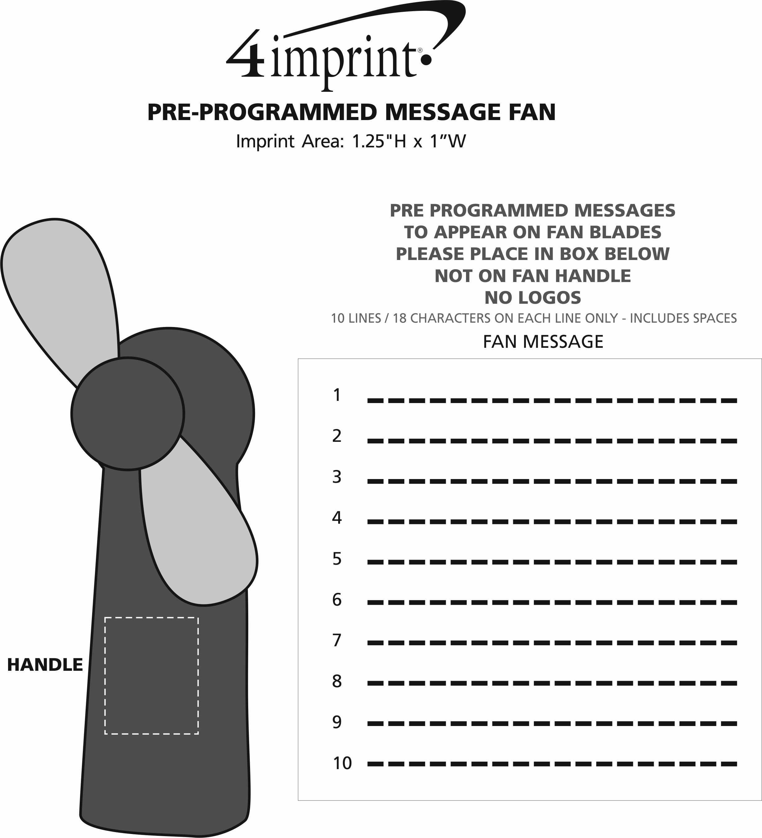 Imprint Area of Pre-Programmed Message Fan