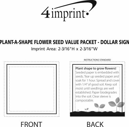 Imprint Area of Plant-A-Shape Flower Seed Packet - Dollar Sign