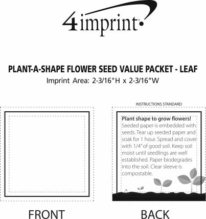 Imprint Area of Plant-A-Shape Flower Seed Packet - Leaf