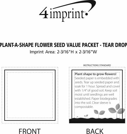 Imprint Area of Plant-A-Shape Flower Seed Packet - Teardrop