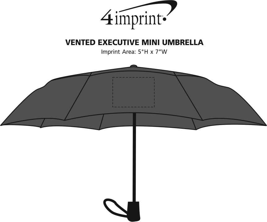 Imprint Area of Vented Executive Mini Umbrella - 43" Arc