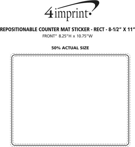 Imprint Area of Repositionable Counter Mat Sticker - Rect - 8-1/2" x 11"