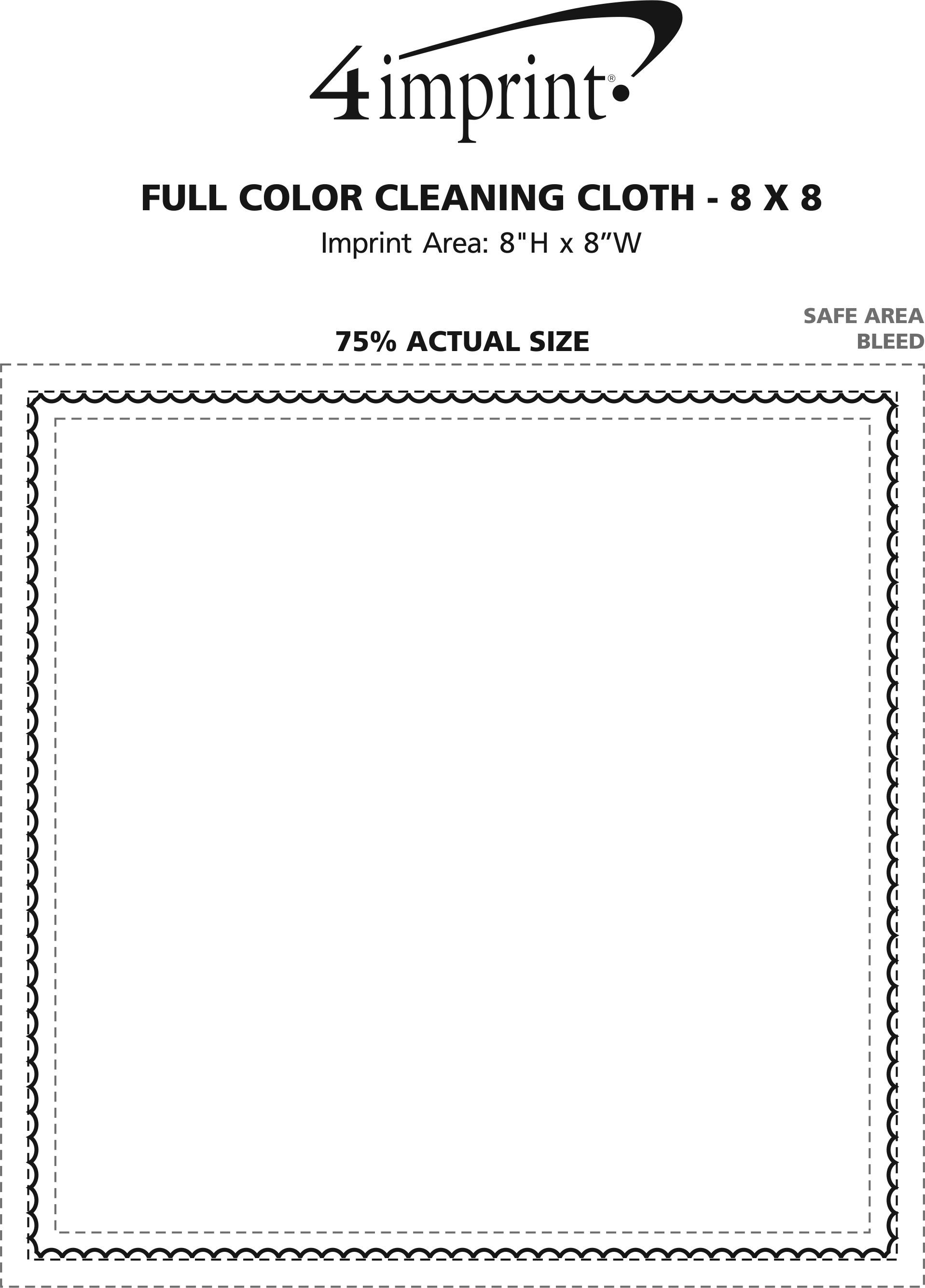Imprint Area of Full Color Cleaning Cloth - 8" x 8"