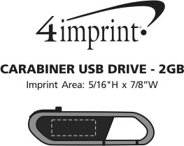 Imprint Area of Carabiner USB Drive - 2GB