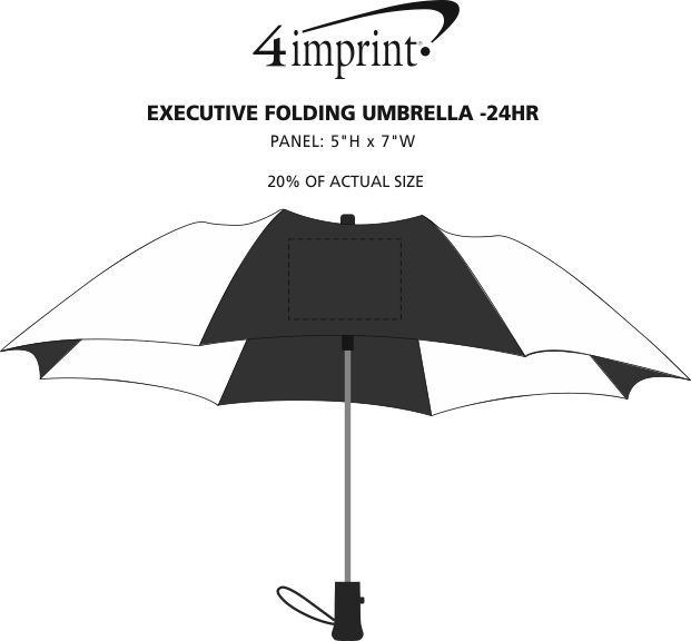 Imprint Area of Executive Folding Umbrella - 43" Arc - 24 hr