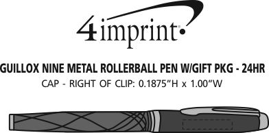 Imprint Area of Guillox Nine Rollerball Metal Pen with Gift Pkg - 24 hr