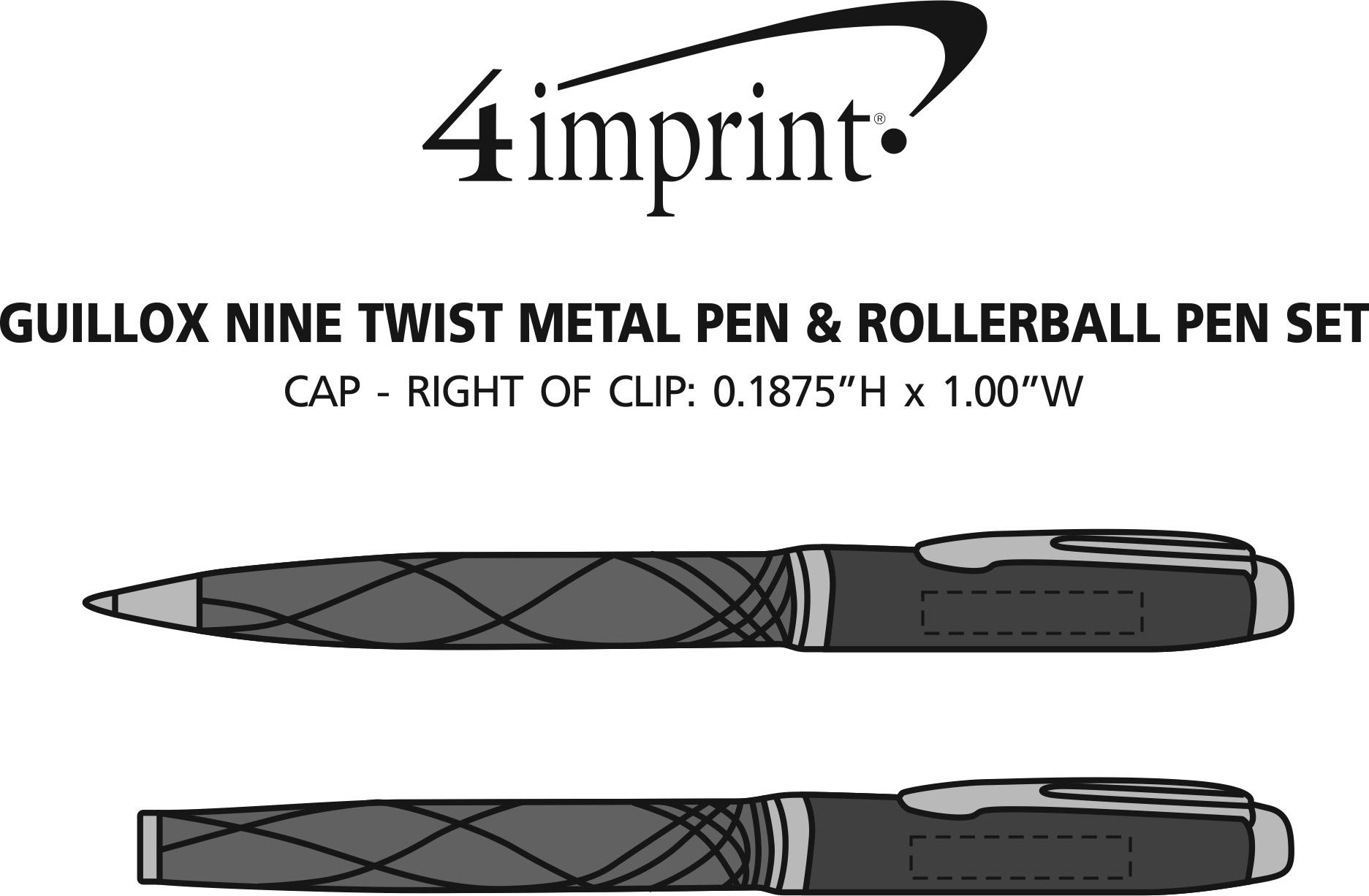 Imprint Area of Guillox Nine Twist Metal Pen & Rollerball Pen Set