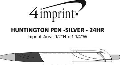 Imprint Area of Huntington Pen - Silver - 24 hr