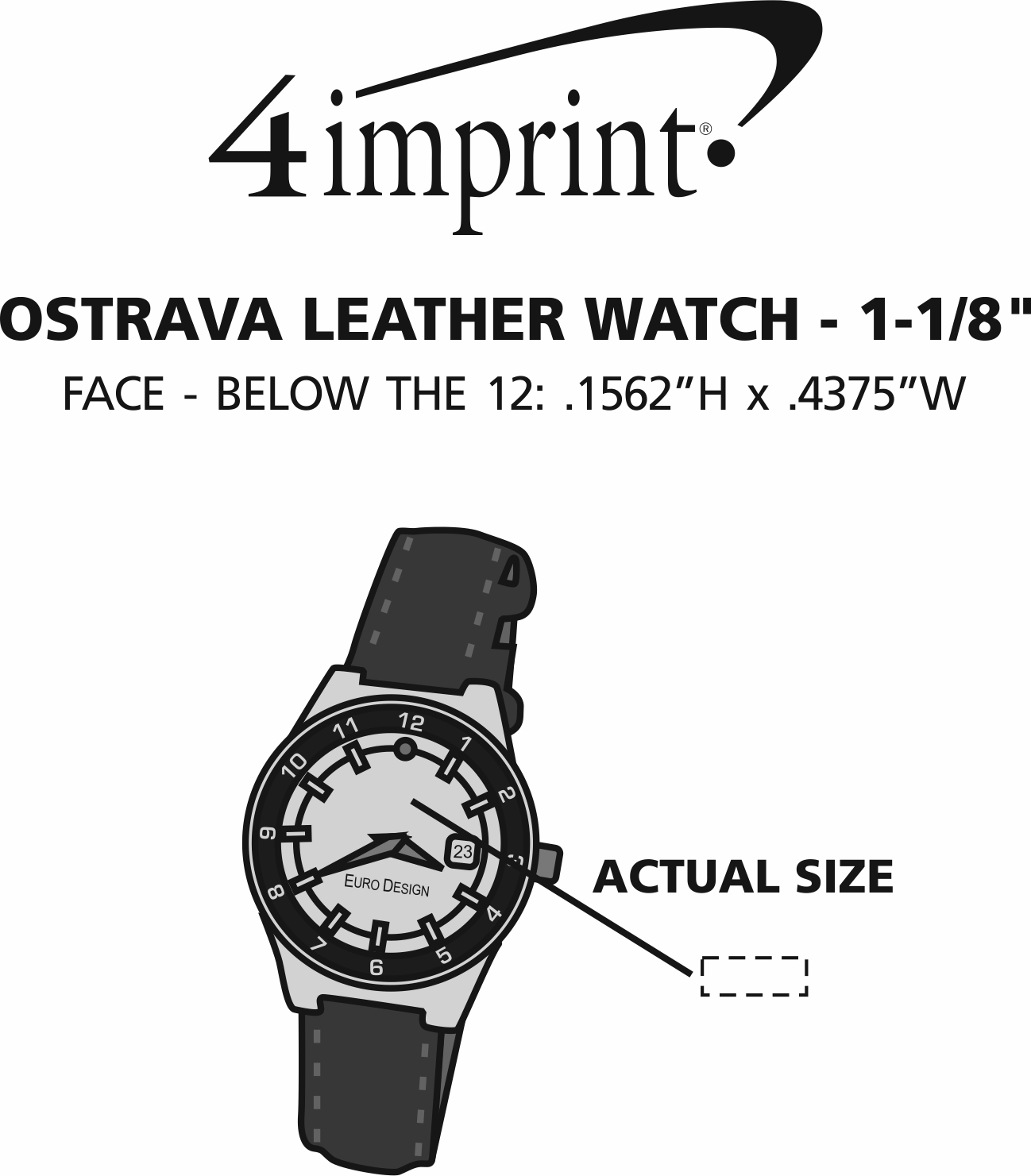 Imprint Area of Ostrava Leather Watch - 1-1/8"