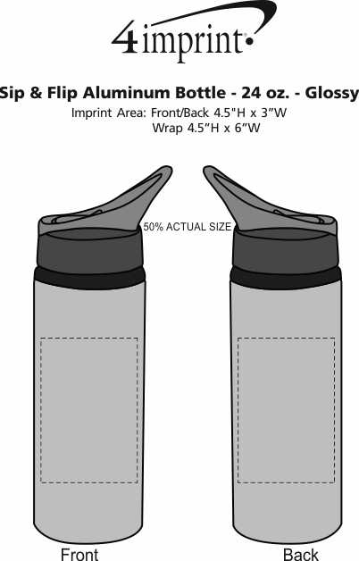 Imprint Area of Sip & Flip Aluminum Bottle - 24 oz. - Glossy