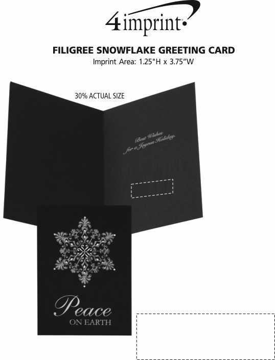 Imprint Area of Filigree Snowflake Greeting Card
