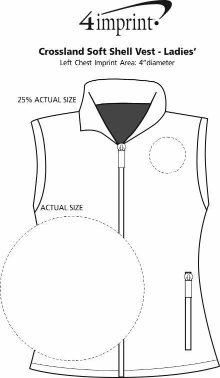 Imprint Area of Crossland Soft Shell Vest - Ladies' - 24 hr