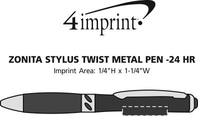 Imprint Area of Zonita Stylus Twist Metal Pen - 24 hr
