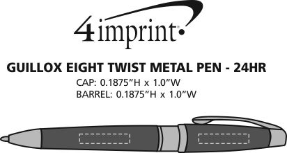 Imprint Area of Guillox Eight Twist Metal Pen - 24 hr