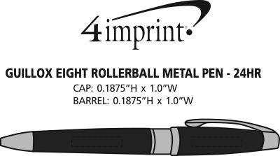 Imprint Area of Guillox Eight Rollerball Metal Pen - 24 hr