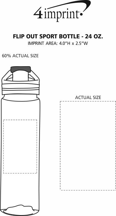 Imprint Area of Flip Out Sport Bottle with Flip Lid - 24 oz.