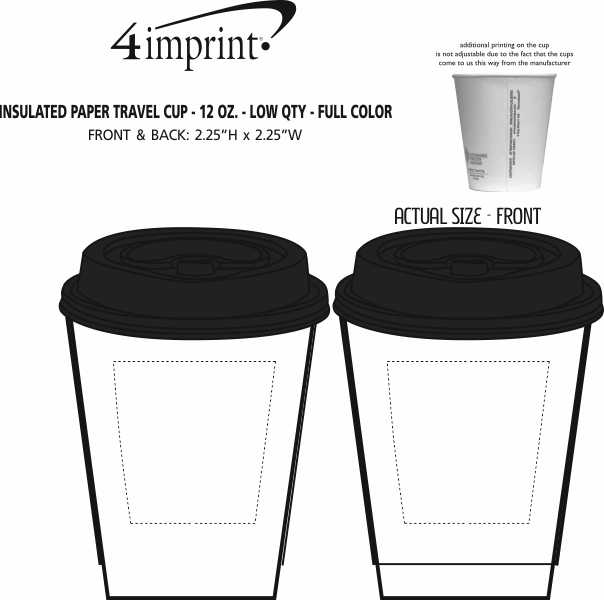 Imprint Area of Insulated Paper Travel Cup with Lid - 12 oz - Low Qty - Full Color