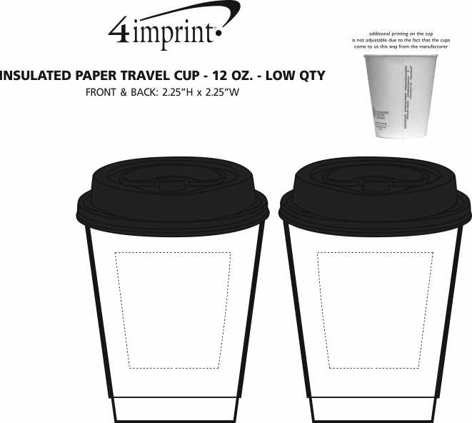 Imprint Area of Insulated Paper Travel Cup with Lid - 12 oz. - Low Qty