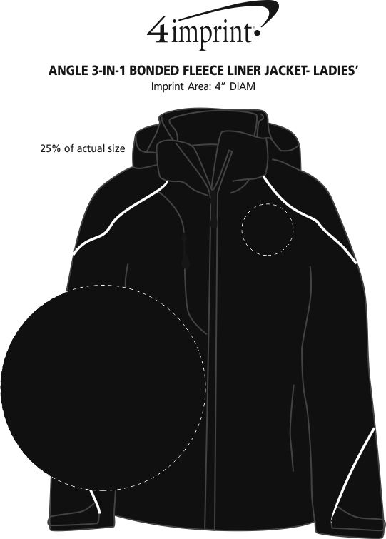 Imprint Area of Angle 3-in-1 Bonded Fleece Liner Jacket - Ladies'